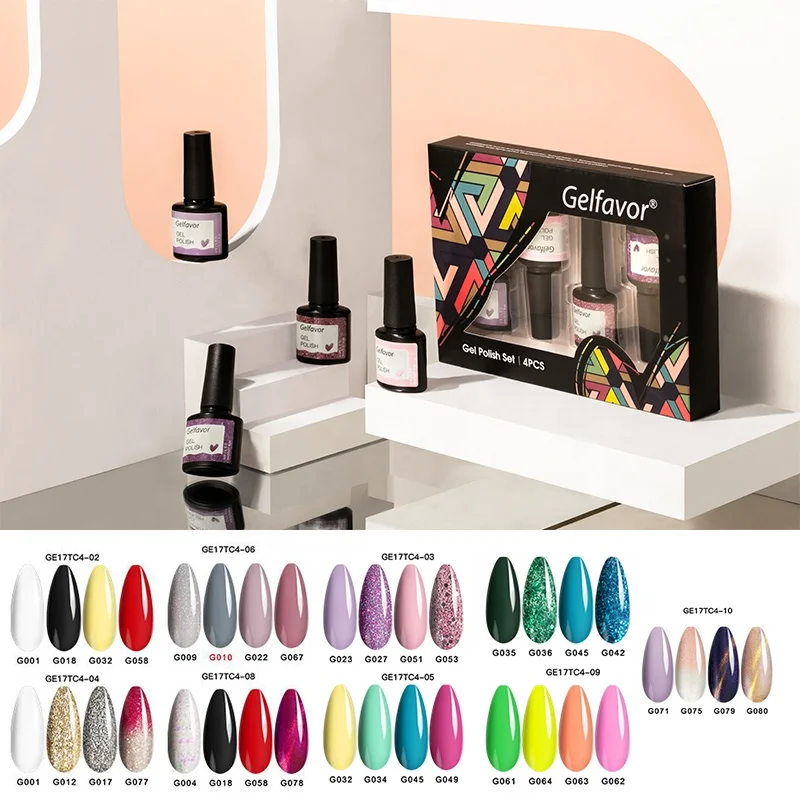 GELFAVOR hot style competitive price magic cat eye/glitter/jelly uv gel vernis semi permanent gel nail polish set for salon