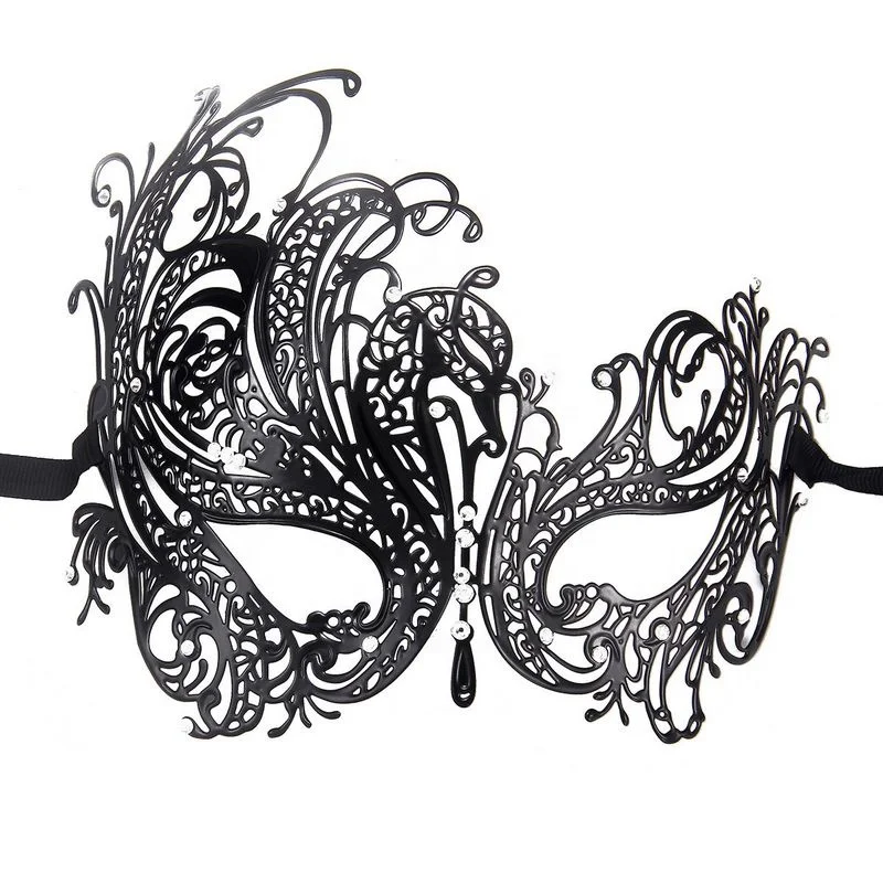 012B Black Purple Glitter Venetian Party Masks Black Metal Laser-cut Costume Shows Wedding Masquerade Mask