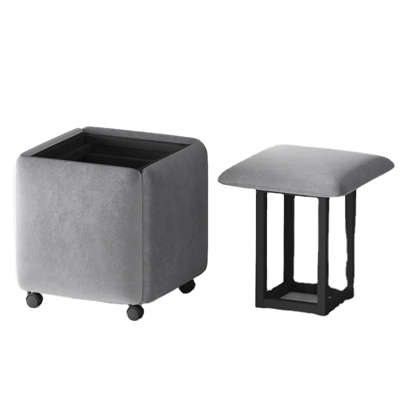 Modern living room furniture leather stool economic space saving folding magic cube combination stool