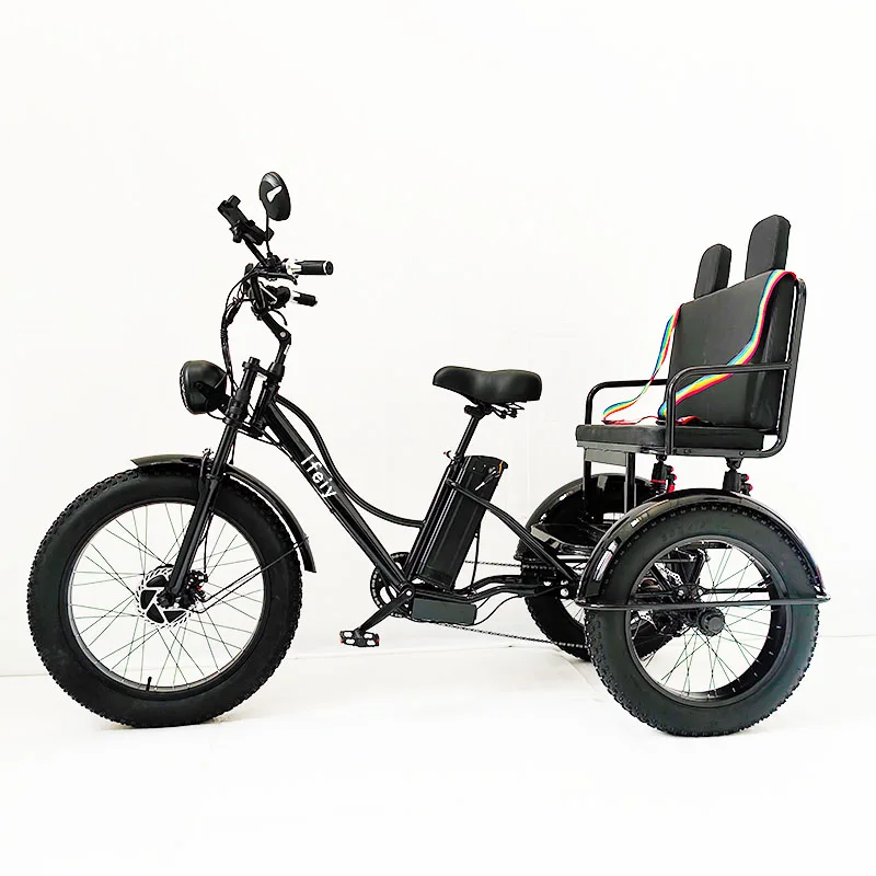 Fashion double three-wheel fat tire electric car manned electric tricycle two-seater tricycle