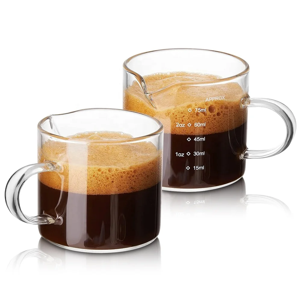 100ml Glass Measuring Cup Handle Espresso Shot Mug With Double Spout and Scale