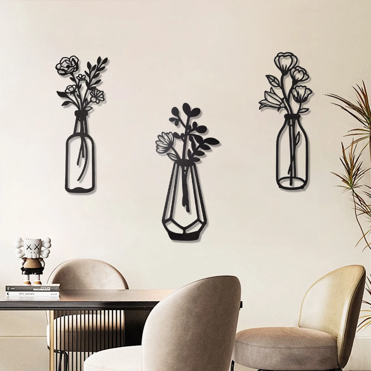 Customizable Modern Metal Wall Art Vase Hanging Decorative Painting Aesthetics Home Decoration Metal Handicraft