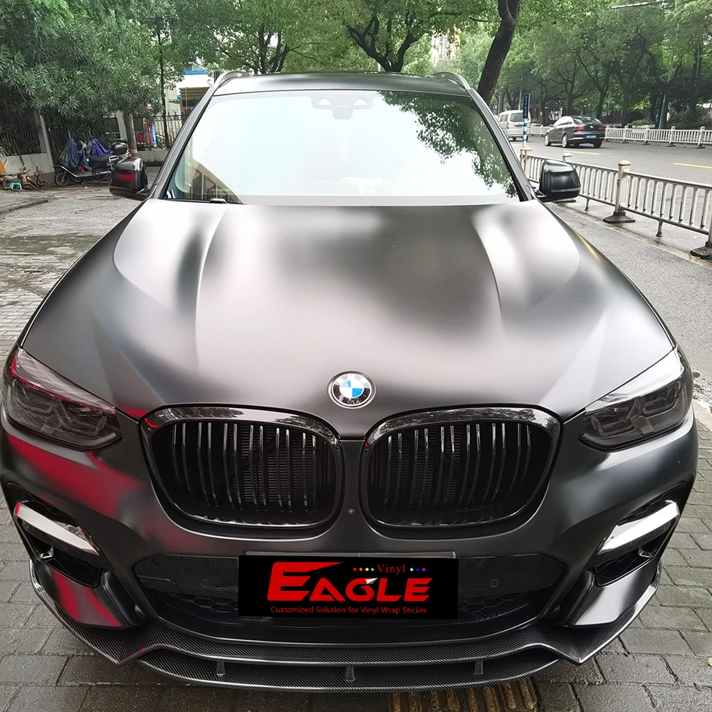 Eagle Auto stretchable Car Wrap Vinyl Satin Metallic Black with bubble free for the car body