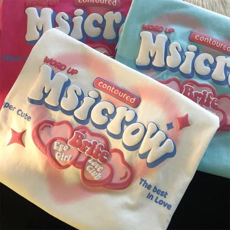 Пользовательские красочные 3D буфами на рукавах Футболка с принтом 100% хлопковое платье круглым вырезом простые белые плюс размер пена печать t рубашки для мальчиков футболка