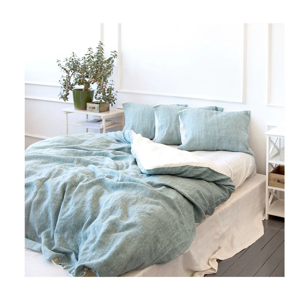 percale 100% cotton flax linen fabric boho bedding sheet bed set