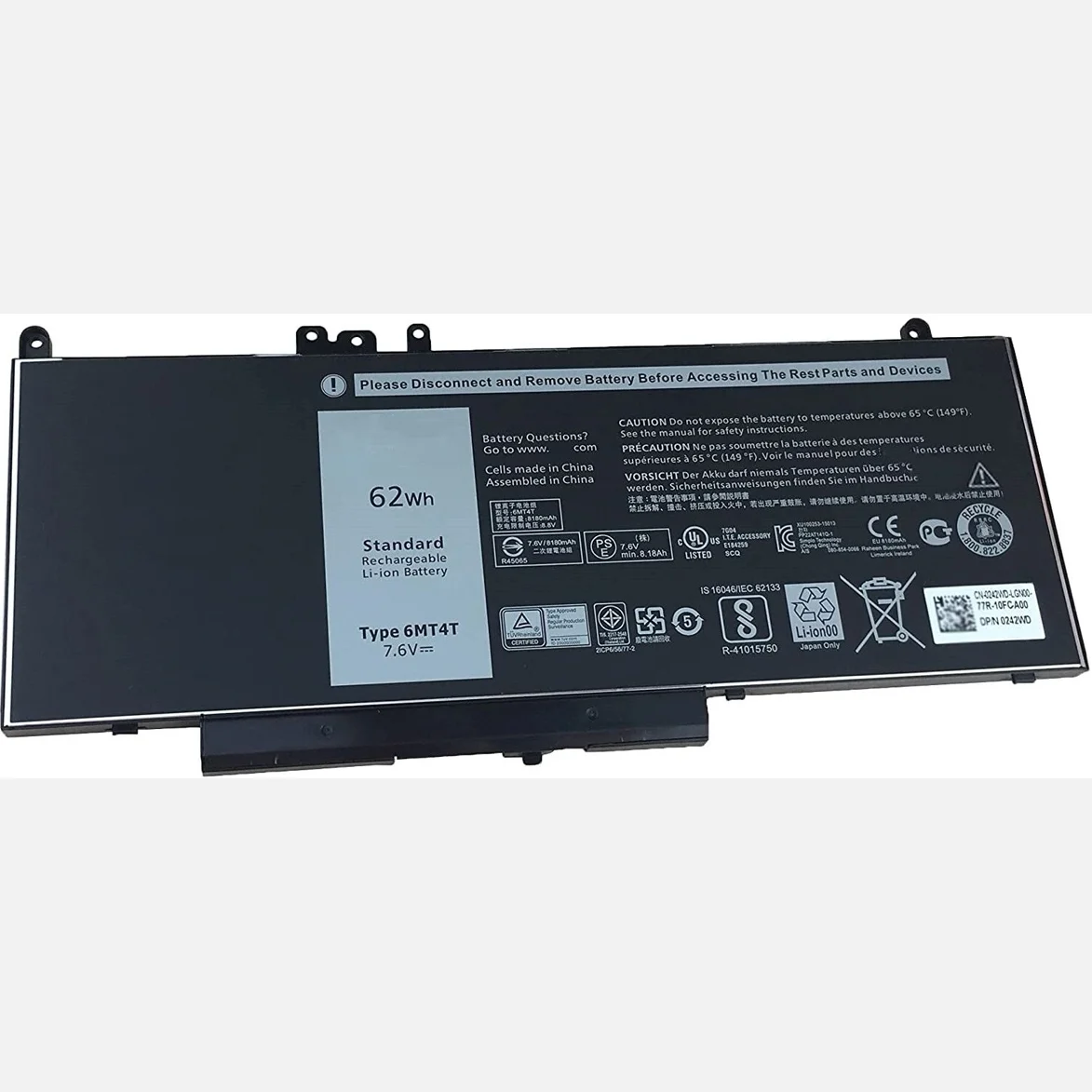 6MT4T 7.6V 62Wh Battery Replacement for Dell Latitude E5470 E5570 Precision 3510 Notebook Laptop Lithium Ion Battery