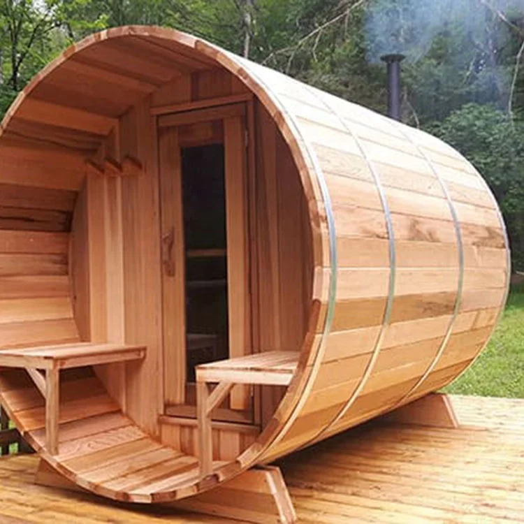 Outdoor Barrel Sauna Room Canadian Red Cedar Barrel Sauna With 6 Person