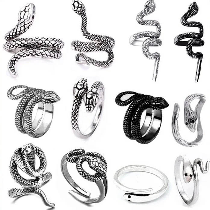 Trendy Gothic Open Retro Jewelry Ring Silver Black Claw Skull Adjustable Ring Octopus Dragon Snake Punk Rings for Men Women