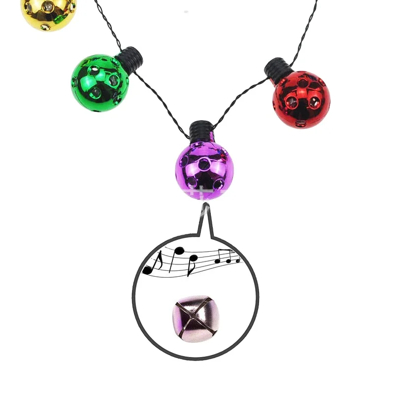 
Cross Border Hot Sale Christmas Bell LED Light Disco Ball Luminous Necklace 