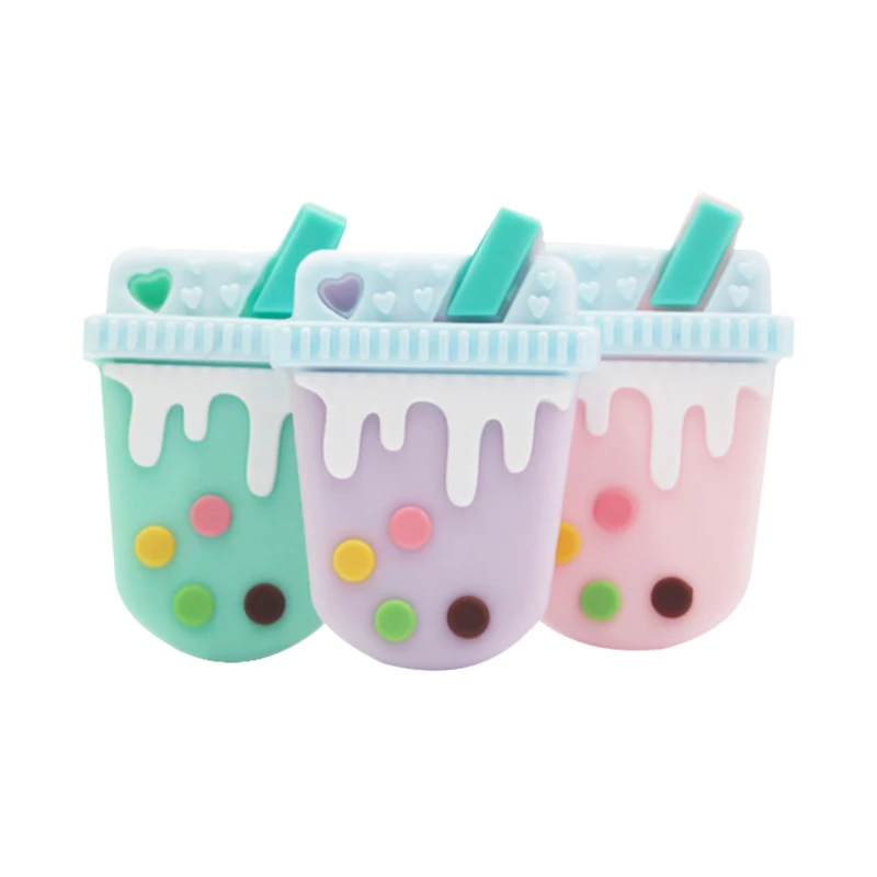 Bpa Free custom printing cup shape food grade baby teether loose silicon teething new beads