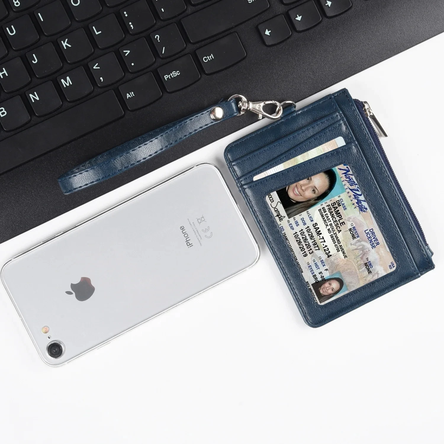 Multifunctional PU Leather Multi Card Slots With Zipper Card Holder Work ID Business Name Card Wallet Coin Pocket