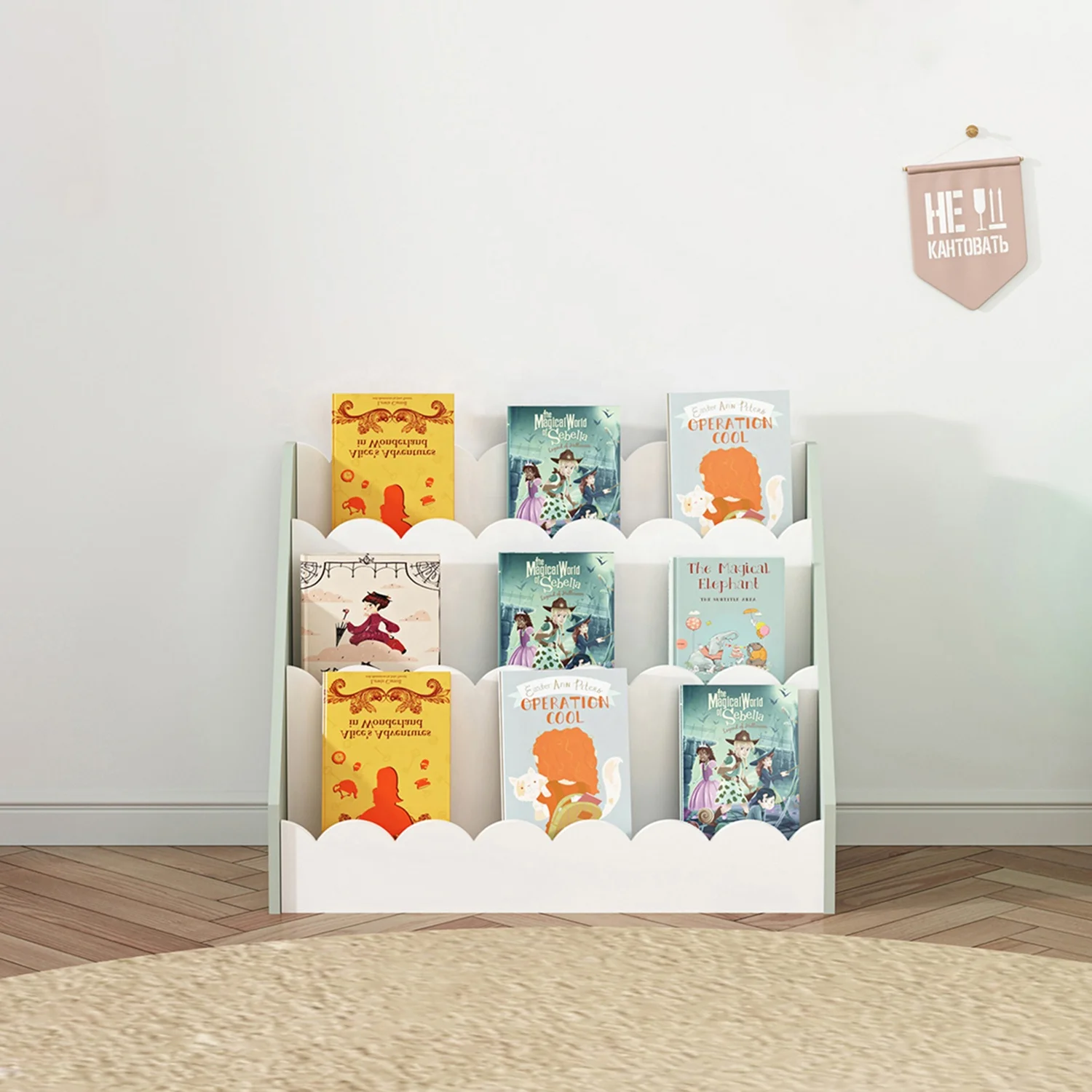 Custom baby book storage shelf wooden montessori children kids bookshelf bookcase, bookshelf for kids