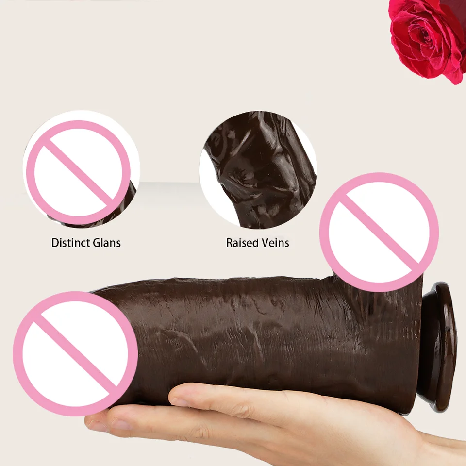 GF Thick Dildos Wholesale Dark Brown Dildos with Suction Cup Multicolor 9.6in Long Chocolate Huge Penis Sex Toys for Women
