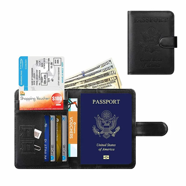 мужские пояса из натуральной кожи RFID Блокировка Путешествия Паспорт кожаный бумажник с магнитной застежкой