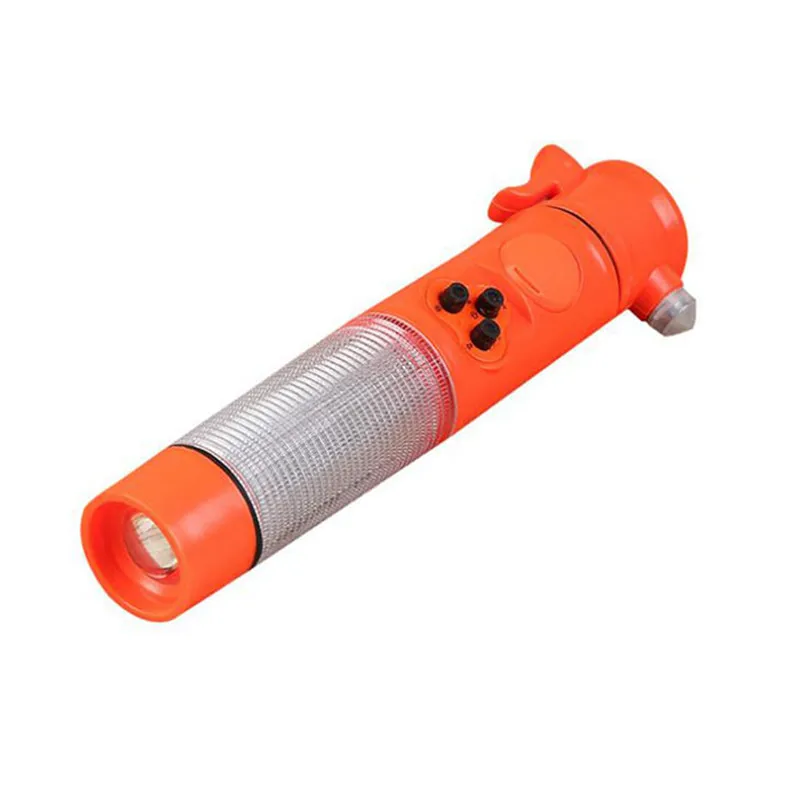 6-in-1 Multi-function LED Strobe Light Beacon Torch With Safety Hammer Alarm Sound Car Escape Flashing Light Window Breaker