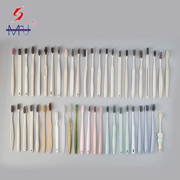 Custom OEM child wheat straw toothbrush for oral tooth clean kids tooth brush