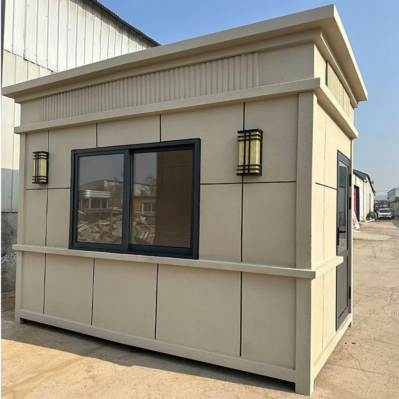 Movable European Outdoor Landscape Kiosk Factory Duty Room Parking Lot Monitor Room Steel Structure Real Stone Paint Kiosk