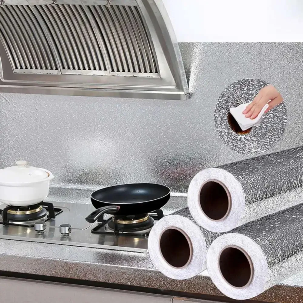 High temperature resistant oil-proof aluminium foil kitchen backsplash wallpaper stickers