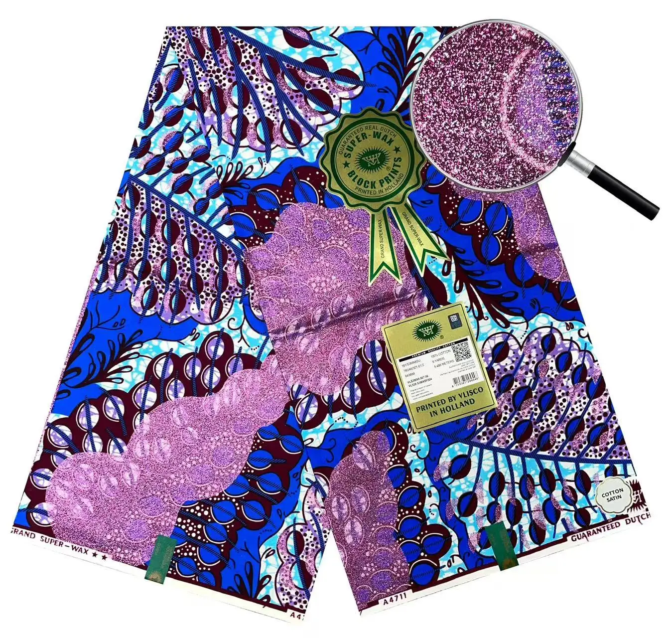 2025 nigeria grand wax 100% cotton super glitter wax african fabrics Golden Shining Cotton Fabric Textile For African Pagne