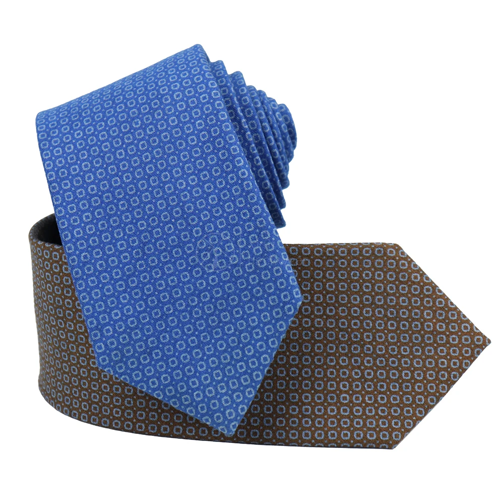 2023 Blue Cotton Cravat Necktie Mens Custom Printed Stylish Neck Ties Luxury Designer Neckties For Sale