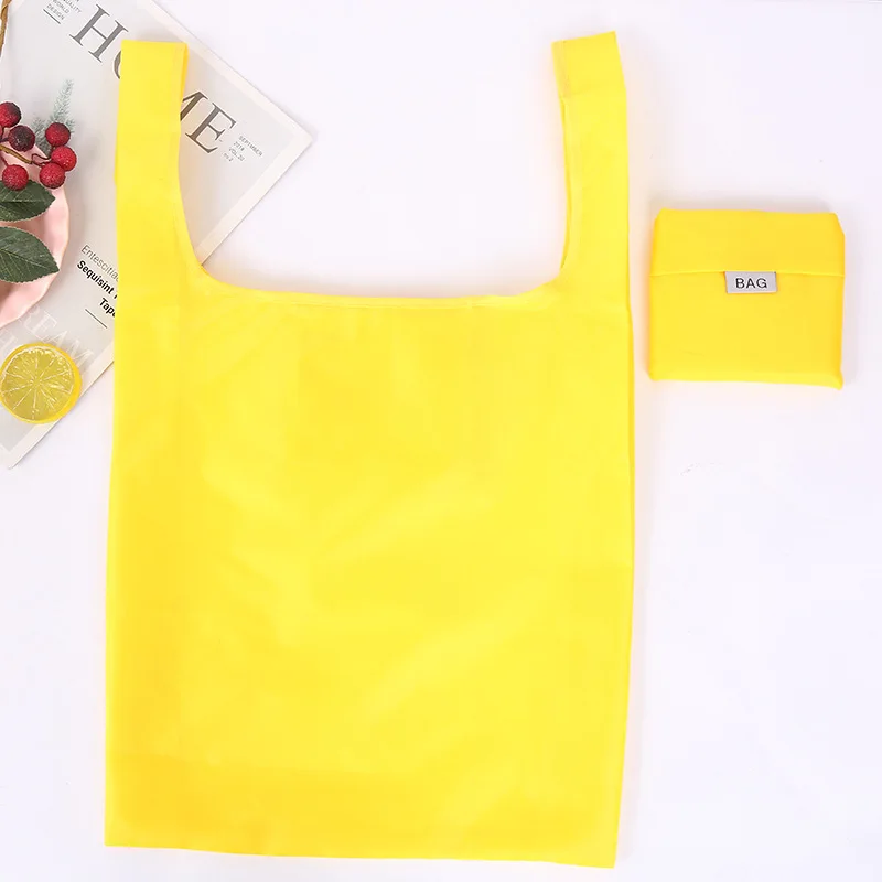 Wholesale Portable Large Thick Reusable Custom 190T Polyester Nylon Foldable Shopping Bag Eco-friendly Folding Shopping Bag