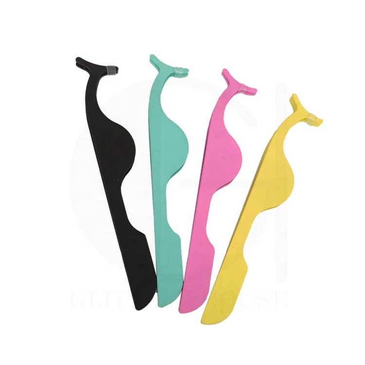 Lash Applicators Wholesale Rose Gold Pink Black Eyelash Tweezers Stainless Steel Private Label Strip Eyelashes Applicators