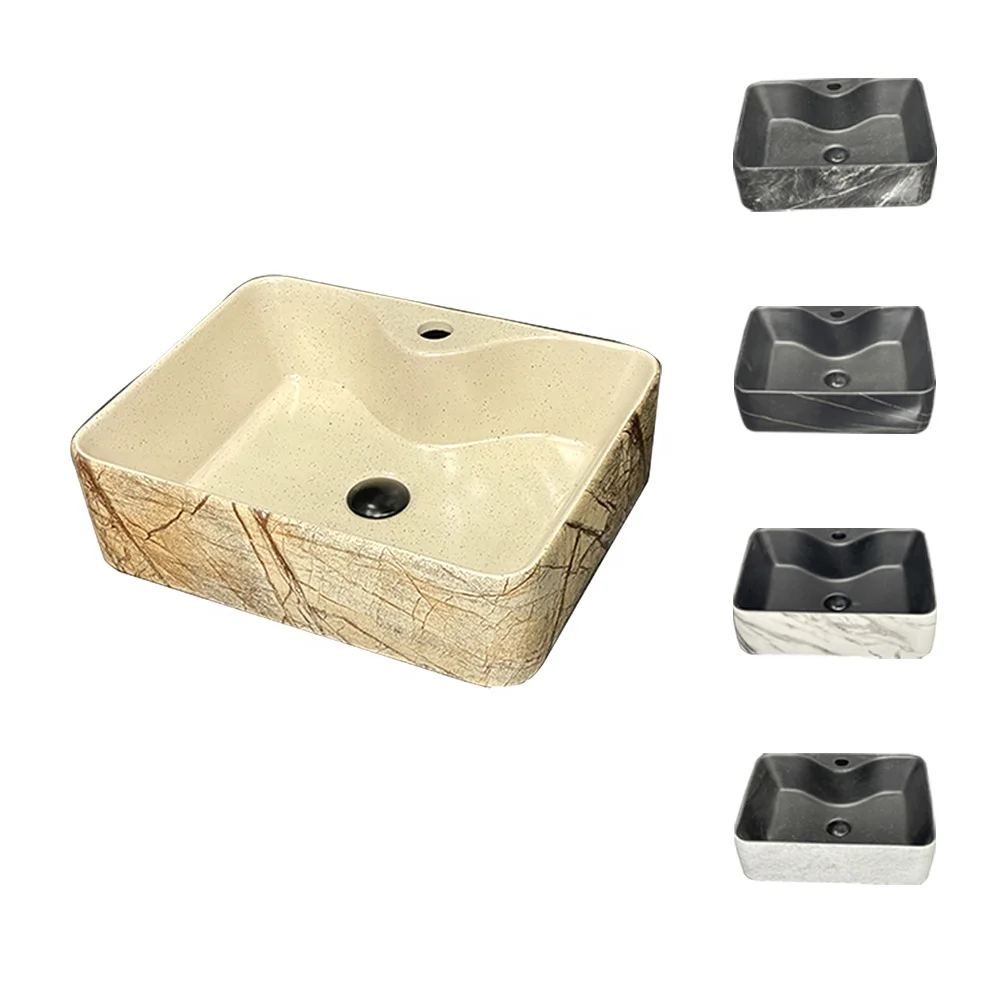 hot selling creativity modern style washroom marble countertop and sink lavabo bowl bathroom ceramic handmade art wash basin