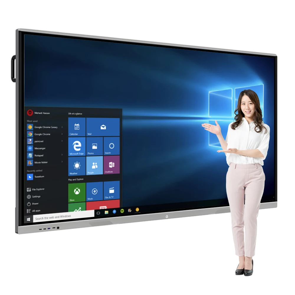 65 75 85 98 Inch Portable Classroom Interactive Flat Panel Smart Whiteboard Dual System Digital Smart White Board
