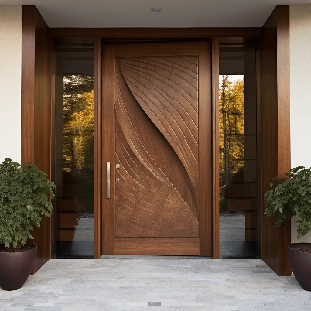 CBMmart High-End Villa Curved Solid Wood Main Entry Door Customized Design With Sidelights Modern Main Entrance Pivot Door