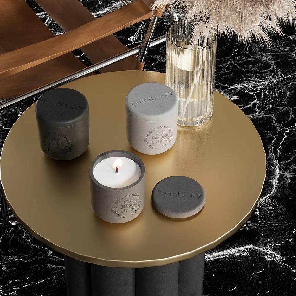 12oz Multicolor Candle Jars With Lids Custom Logo Heat-Resistant Concrete Ceramic Decorative Candle Jars For Home Hotel Bars