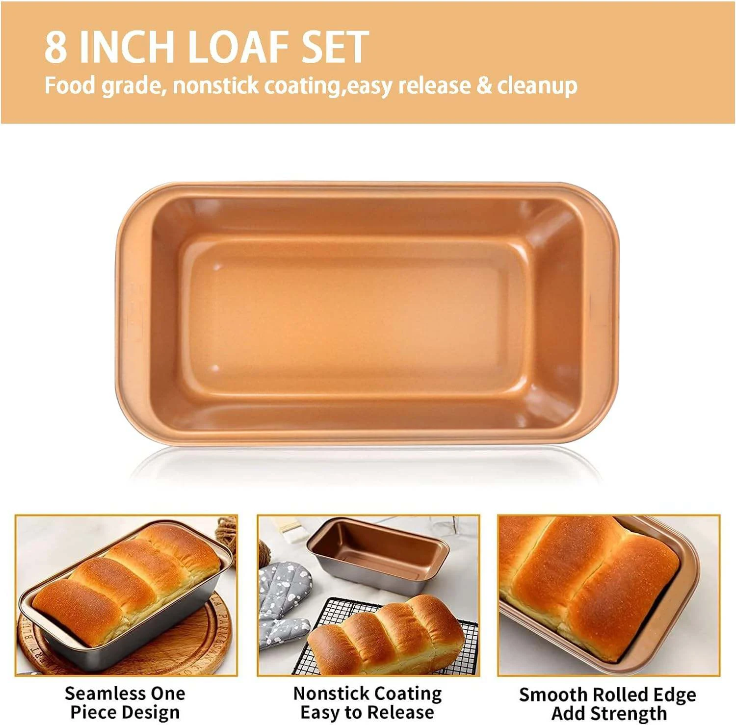 Cooper Color Nonstick Bakeware Set 5 Piece Baking Pan Cookie Sheet Set  Oven Safe Pans Baking Trays