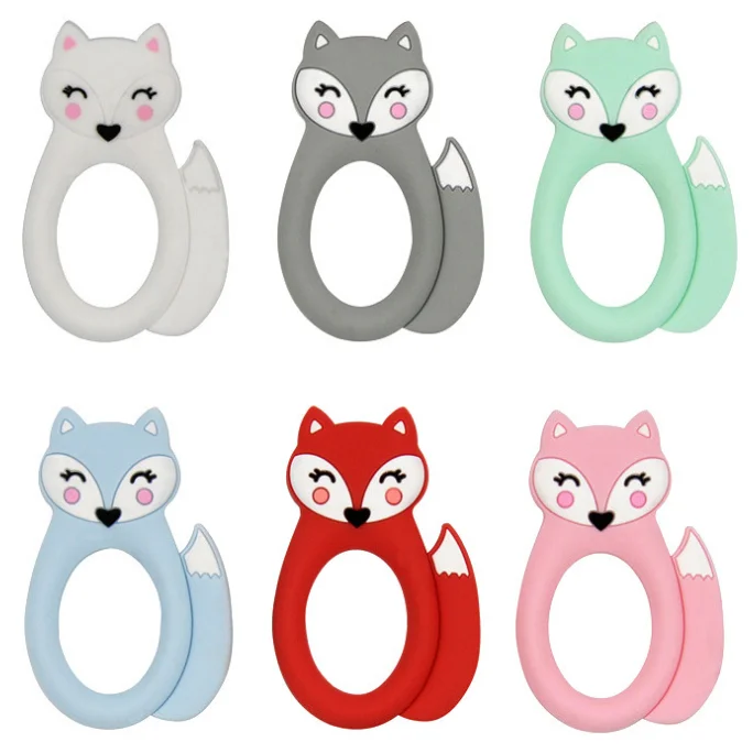Популярное устройство для прорезывания зубов в виде животных из мультфильма Amazon, детский прорезыватель, силиконовый прорезыватель для зубов в виде лисы на заказ