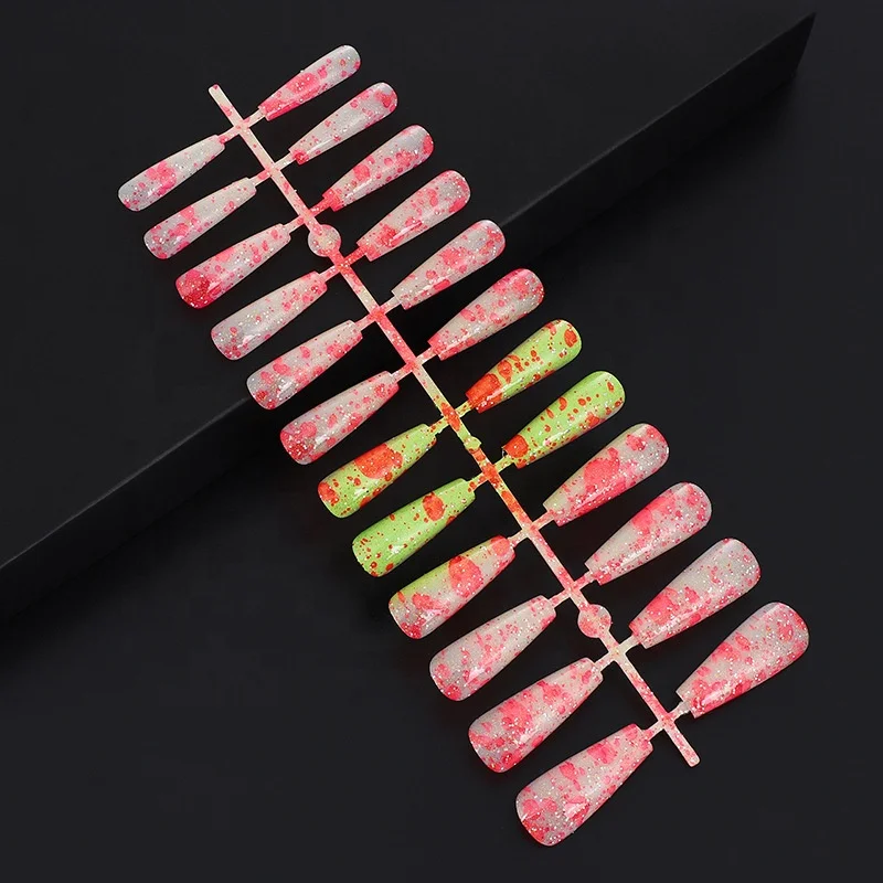 
TKL Coloring technique 24pcs 1 strip manufacture long ballerina glossy dramatic press on nails 