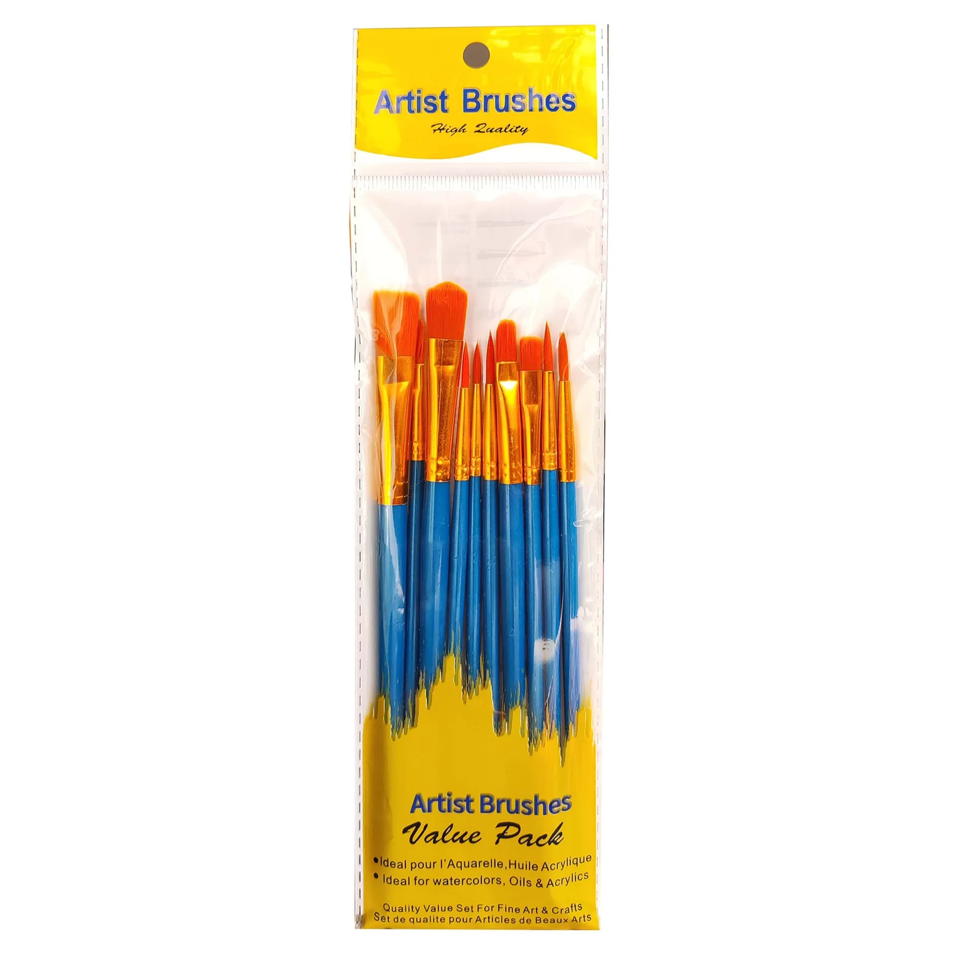 Xin Bowen Pincel Arte 10pcs Nylon Paintbrushes With Plastic Stems Oil Watercolor Brushes For Art Painting