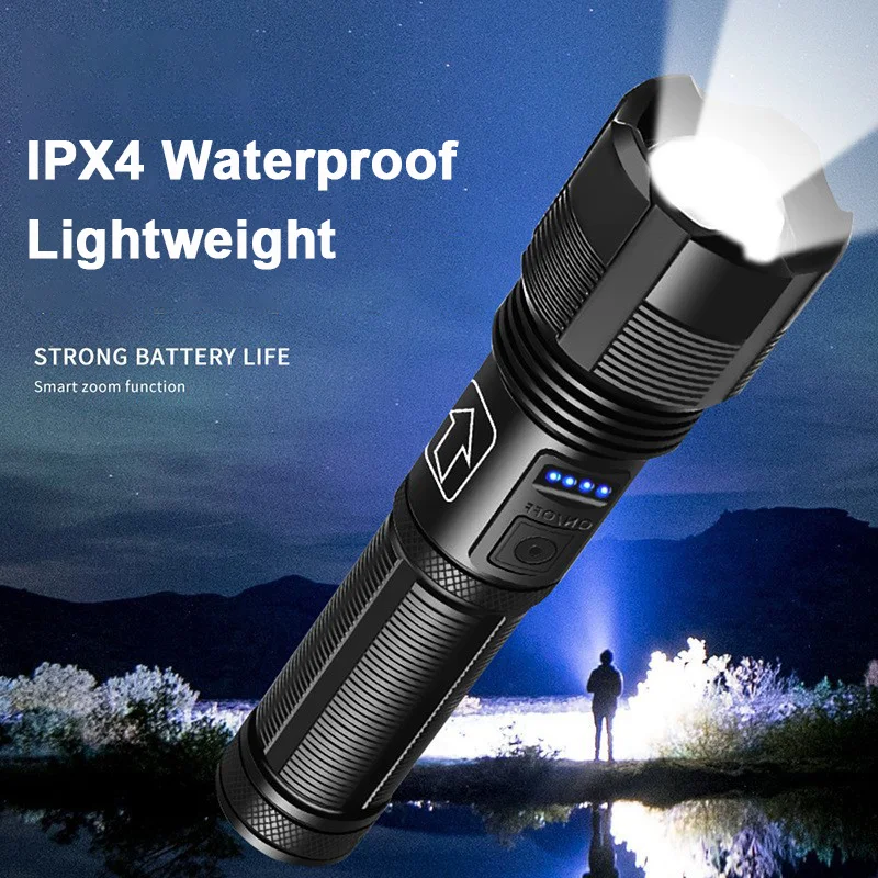JinTeng Factory Wholesale Cheap IPX4 Aluminum Alloy XHP50 LED 10W Five Level 18650 Battery Tactical Flashlight Without Battery