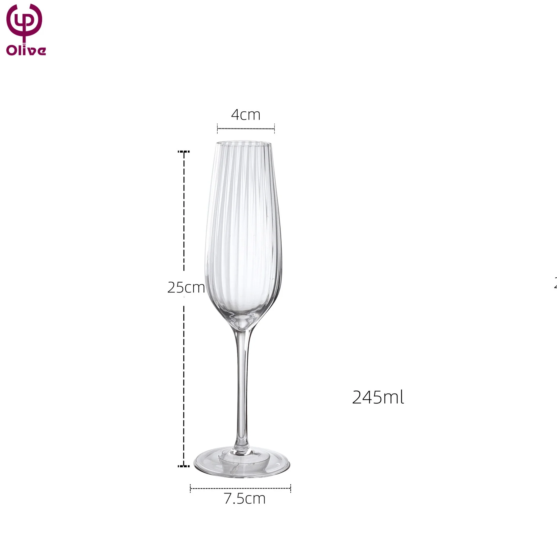 Wholesale Premiere Quality Wine Glass Set Champagne Flute Glass Stripe ripple Wine Glasses Cup Customized Gift Package