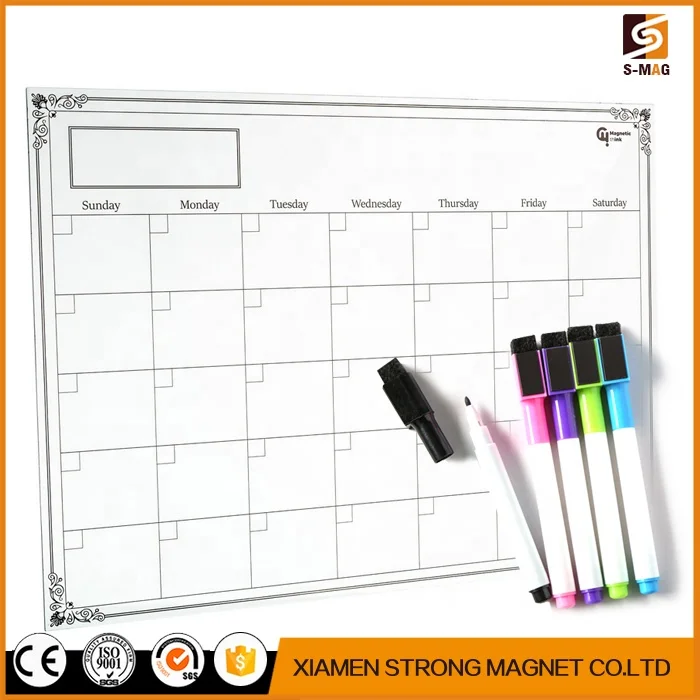 Fridge Magnetic black magnetic calendar Weekly Magnetic Chalk board magnetic writing black board Menu Planner for sale