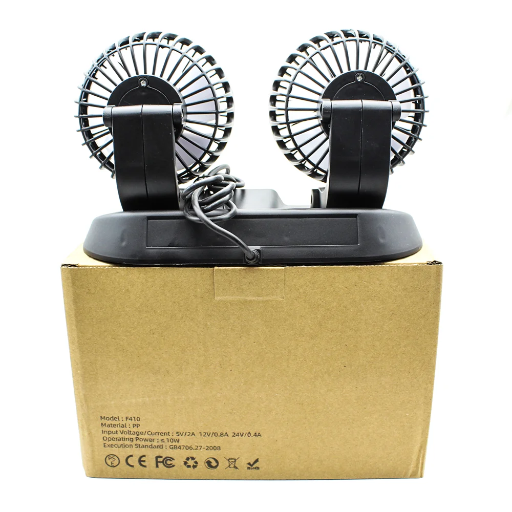 Vehicle Strong Fan  5 V Car Fan USB Automotive  2 Heads Air Circulation Fans Auto Accessories Number Plate