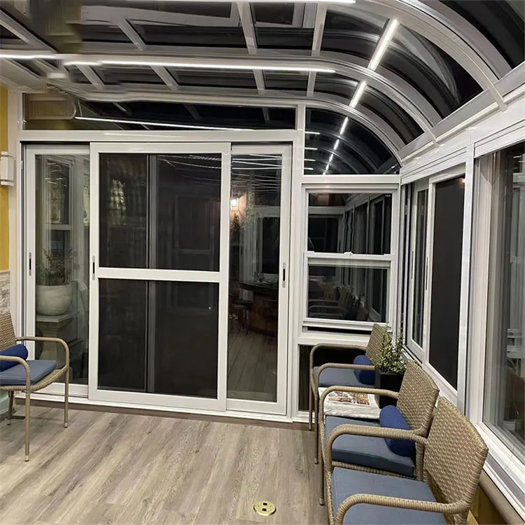 Energy Saving Aluminum Glass Sunroom Customized Winter Garden Greenhouse Sliding Open Style Steel Triangle Waterproof Hotels
