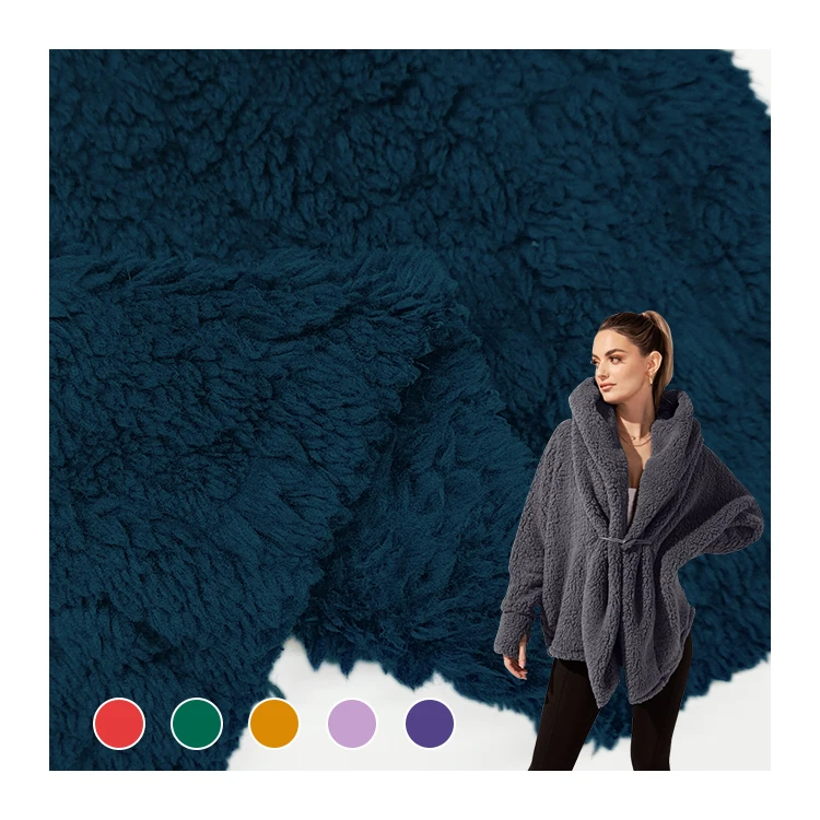 Custom Design Pattern Sherpa Fur Fabrics Polyester Material, Factory Wholesale Embossed Polyester Bonded Sherpa Fabric/