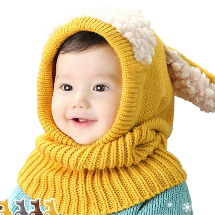 Ear Shape Cute Winter Kids Beanie Hat Set Baby Knitted Beanies Children Hats