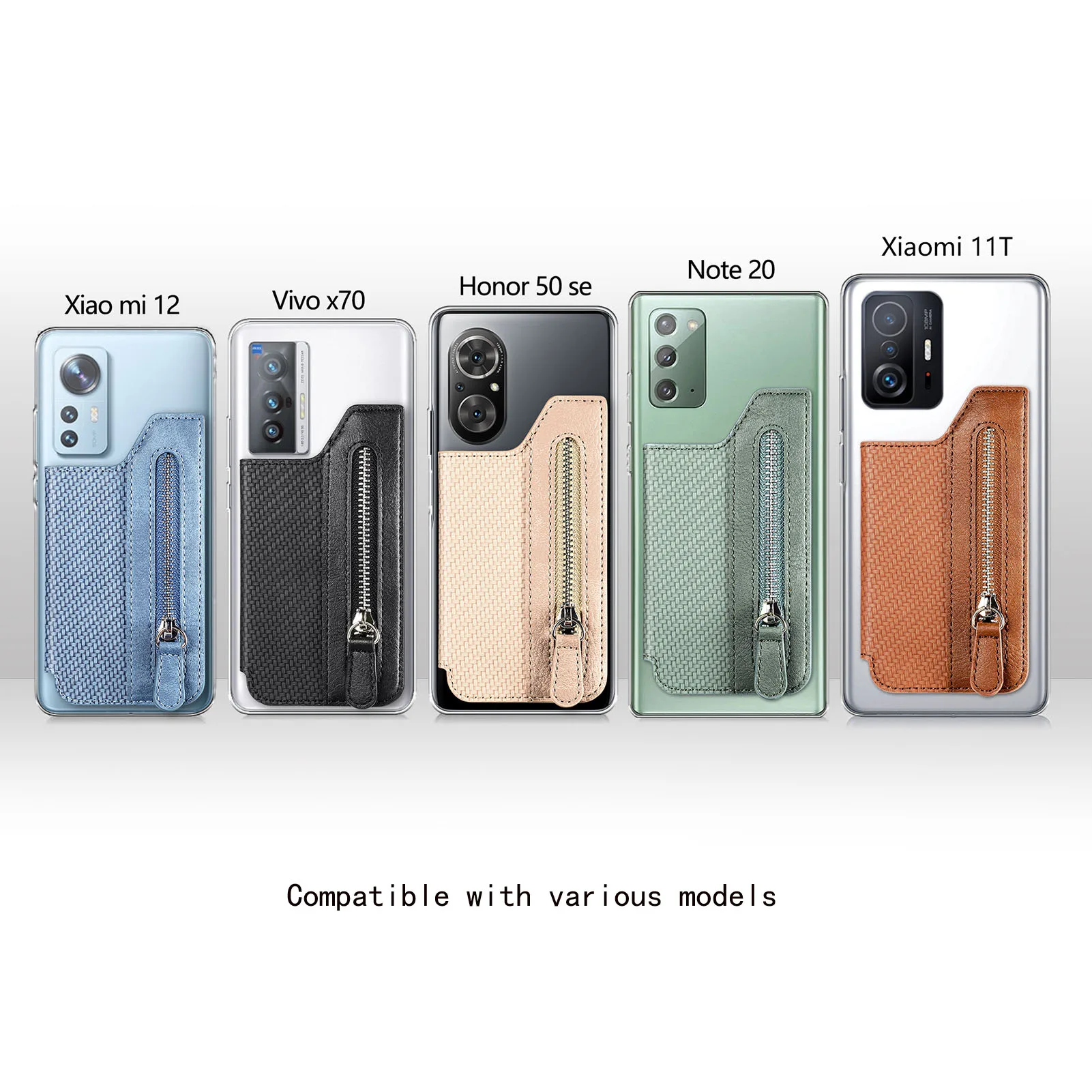 N52 MAGNETS Personalized Back Stick Phone Card Bag Left and right flip covers with Zipper Front Pocket phone case