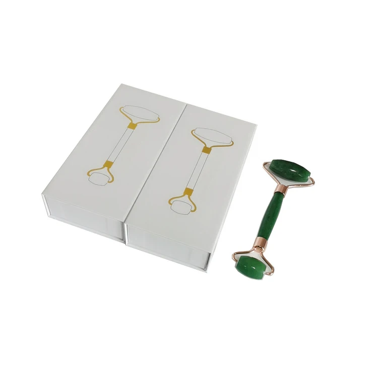 Custom Logo Flap Lid Magnetic Closing Pink Jade Roller Guasha Beauty Face Roller Cosmetic Gift Set Packaging Box Kit With Eva