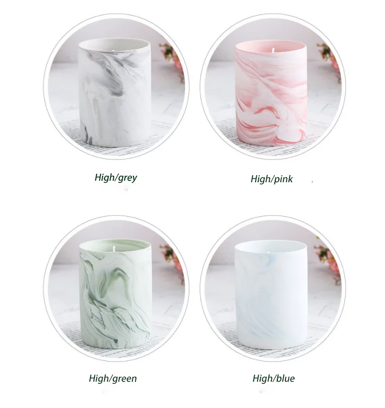 High Quality Ceramic Empty DIY Making Kit Marble Pattern Style Container Holder Candle Jar  With Lid