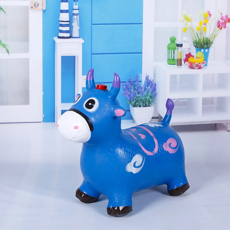 Wholesale Multicolor PVC Dog Jumping Animal Hoppers Toy PVC Inflatable Bouncing Horse with Music and Paint