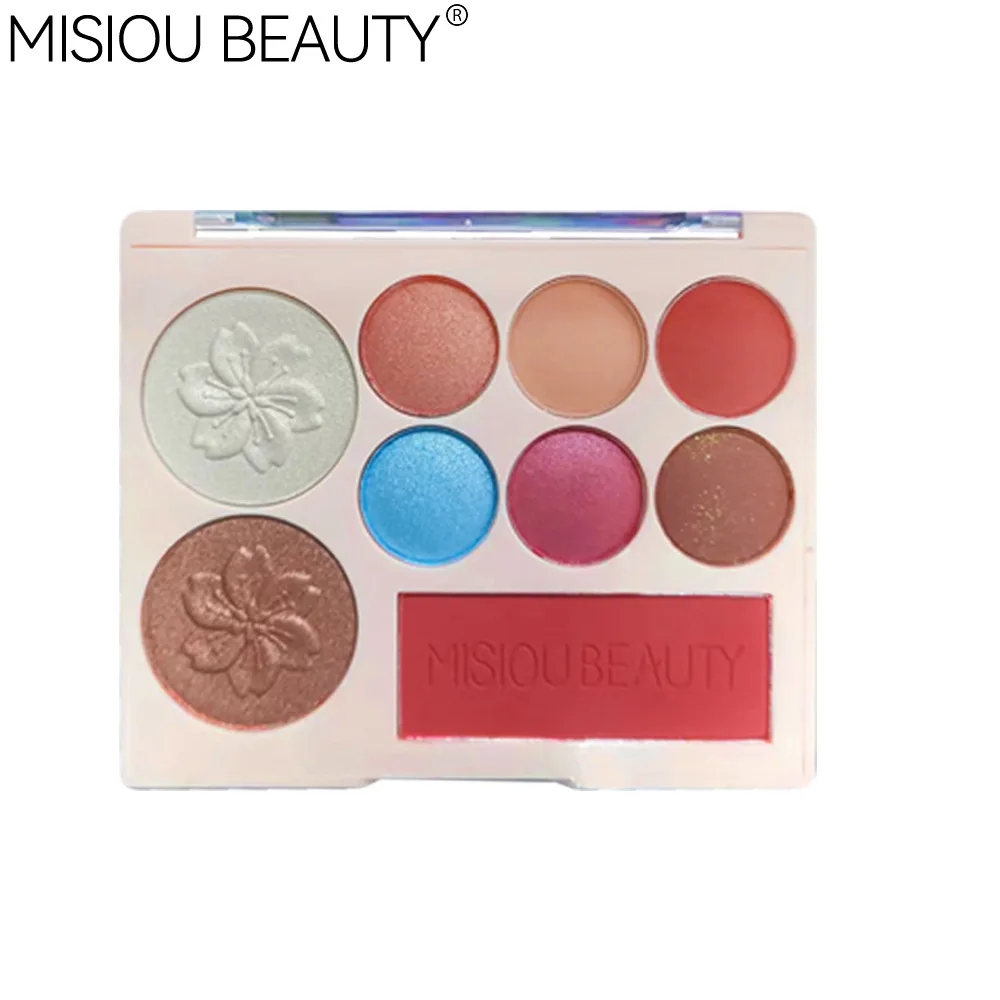 Makeup 2023 new 9-color romantic cherry blossom matte makeup highlighter eyeshadow blush combination disc