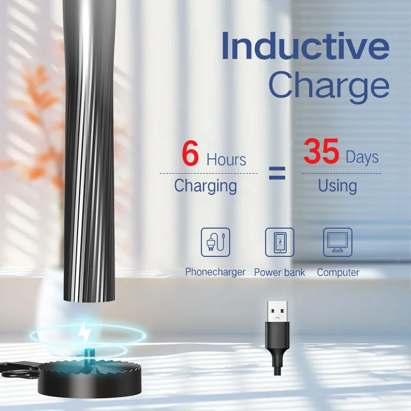 Buttonless Electric Toothbrush Ipx7 Waterproof Sonic Toothbrush Wireless Charging Ultrasonic Electric Vibration Toothbrush