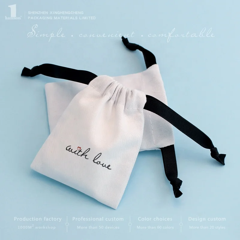 2023 Hot-Selling Cotton Jewelry Packaging Pouch Small Gift Bag with Custom Logo