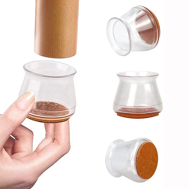 furniture Silicon Protection Cover with Felt Pad Chair Leg Caps Silicone Floor Protectors Bottom Chair Pads for square Furniture