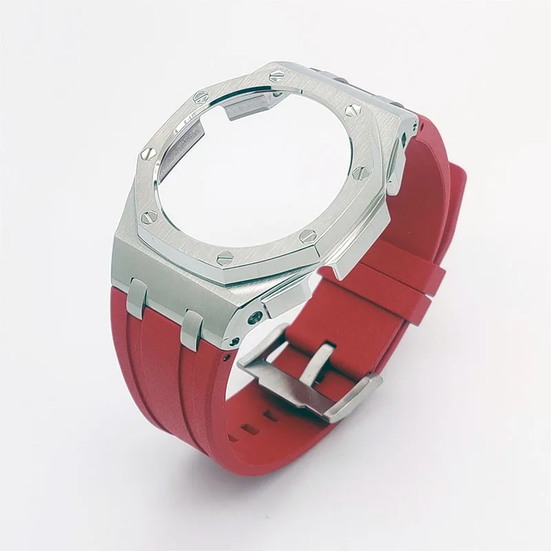 Hot Sale Product Sport Series Offshore Mod Silver Case Fluorine Rubber Strap for ga 2100/2110 Watch